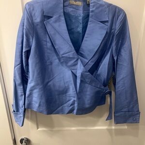 Kate Hill Satin Blue Wrap Blazer